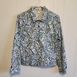VTG Christopher & Banks Blue and Green Patterned Jacket Sz M